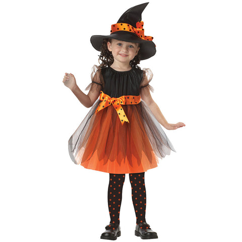 Flower Dress Witch Suit with Hat Bow-knot Costume