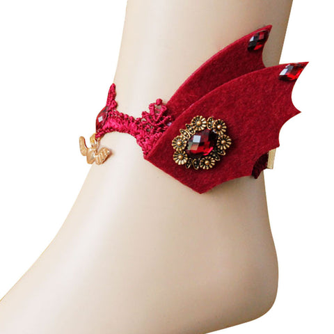 Halloween Devil Wings Anklet Red