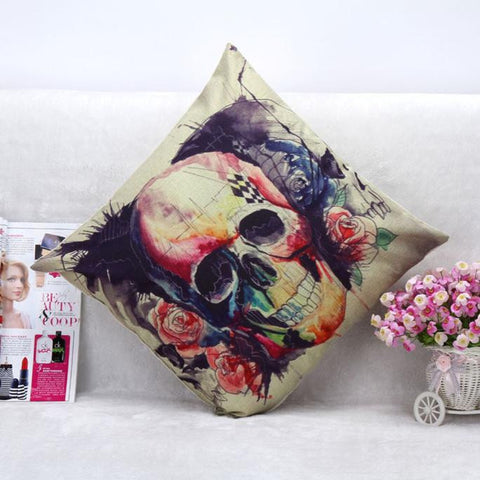 Halloween Colorfull Skull Pillow