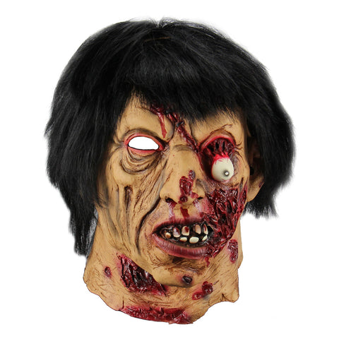 Horrific Black Hair Zombie Ghost Mask