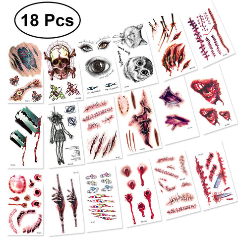18 PCS Halloween Temporary Tattoo Stickers