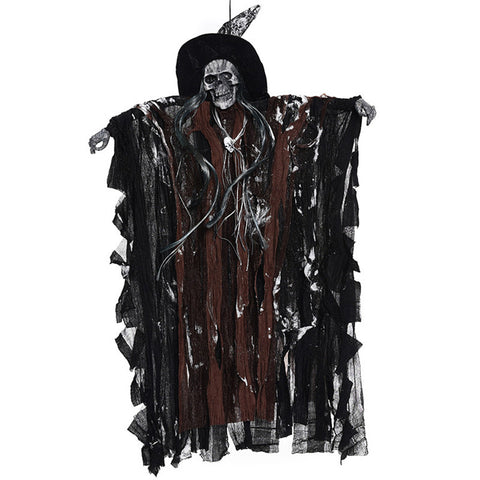 Halloween Creepy Scary Hanging Skull Sound Activated Skeleton