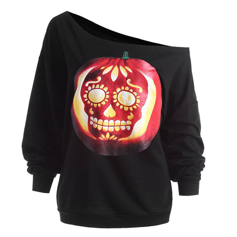 Women's Red Pumpkin Devil Halloween Sweatshirt