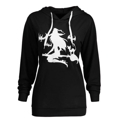 Women Witch Pattern Halloween Sweatshirt