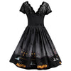 Women Short Sleeve A Line Pumpkin Halloween