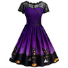 Women Short Sleeve A Line Pumpkin Halloween