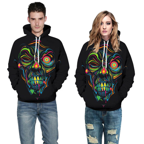 Halloween Women Men Color Skeleton 3D Sweatshirt