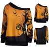Women Skew Neck Pumpkin Print Halloween Party Sweatshirt