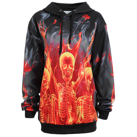 Women Halloween Skeleton Fire Sweatshirt