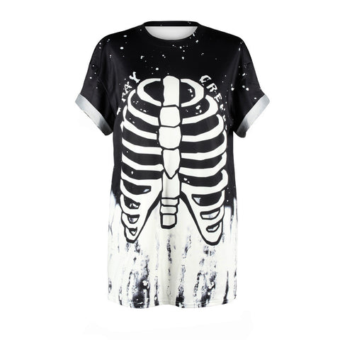 Halloween Skull Letter Women T-Shirt