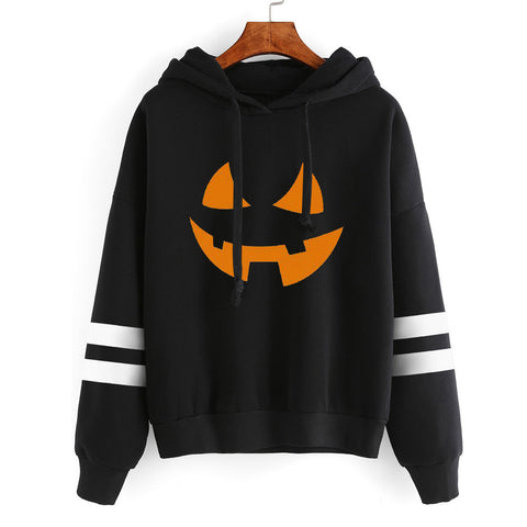 Women Round Neck Halloween Print Sweatshirt