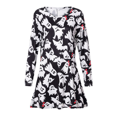 Women Ghost Printing Halloween Dress